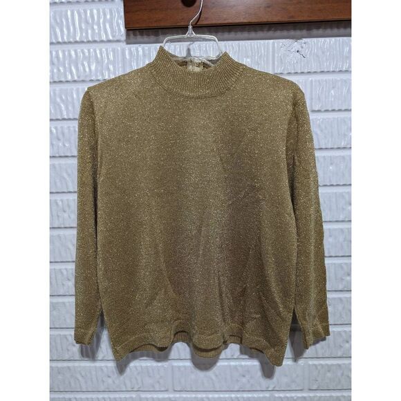 Vintage Lilly Of California Women's Gold Metallic ZipBack Pullover Sweater Small - Picture 1 of 5